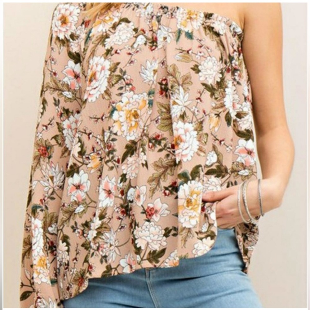 ENTRO M *M-L FIT One shoulder boho floral top